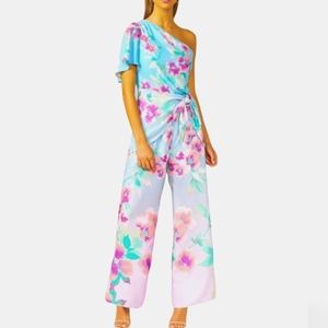 ADELYN RAE Floral Print One Shoulder Jumpsuit ~ NWT